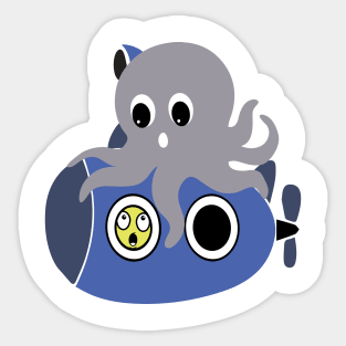 Octopus hugs Submarine Sticker